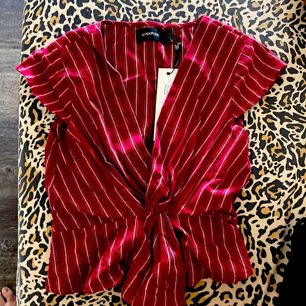Minkpink red twist front top- deep berry